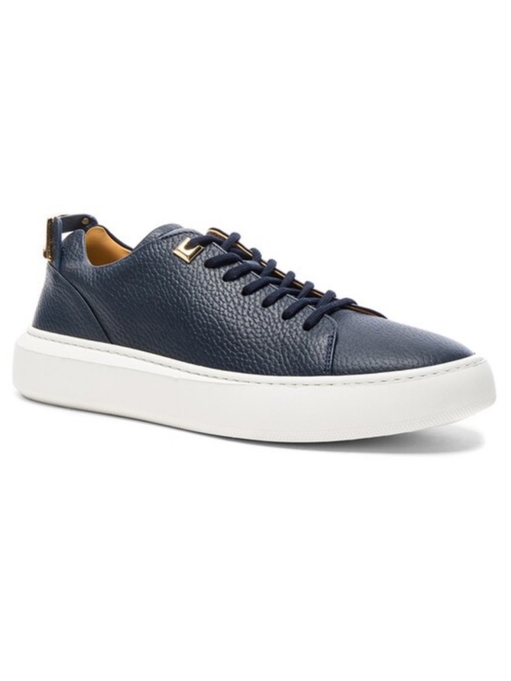 Buscemi Navy Leather Low-Top Sneakers with White Soles